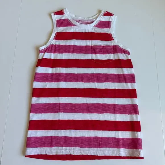Primary Kids Pink Red Striped Cotton Tank Top Girls 8-9 - Picture 2 of 8